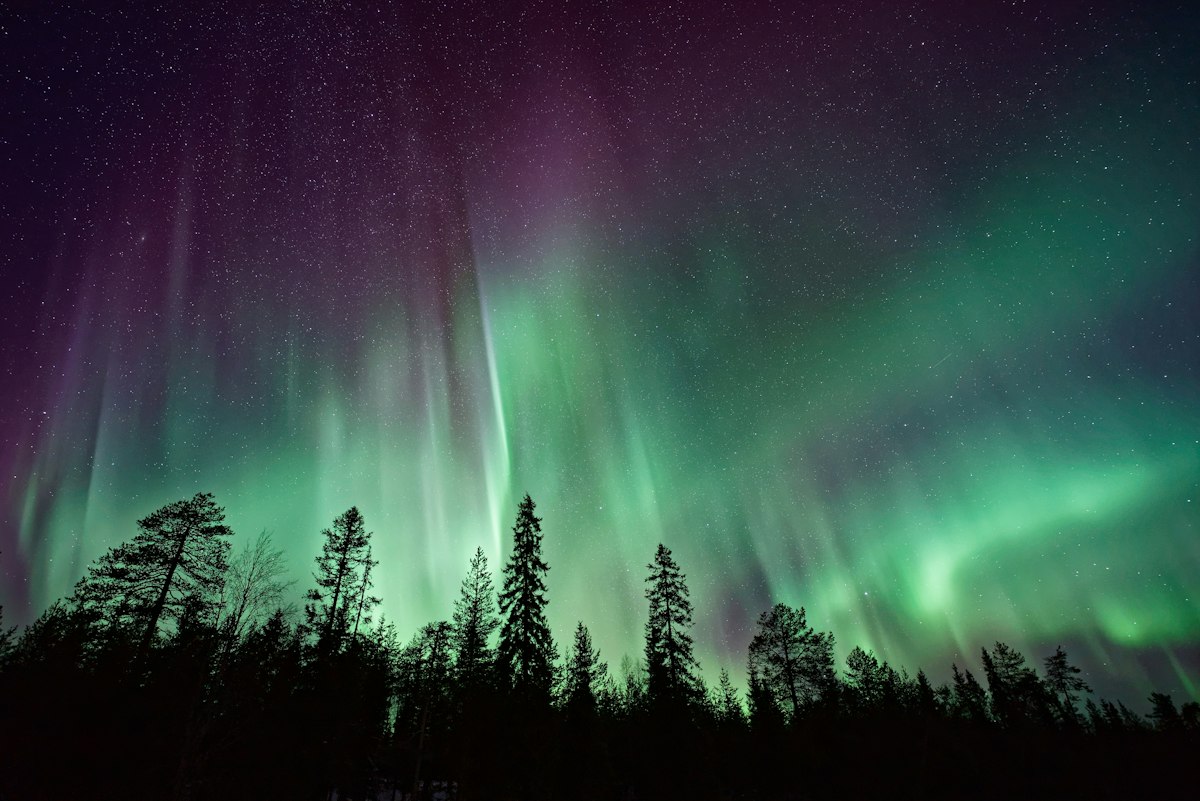 Northern lights over the mountains